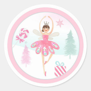 Ballerina Nutcracker Pink Girl Birthday Cupcake Classic Round Sticker