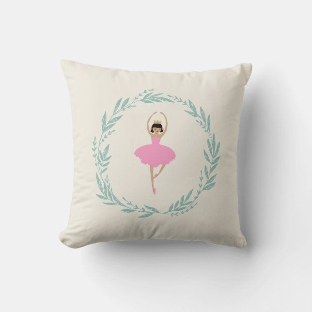 Ballerina Nutcracker Wreath Painting Throw Pillow (Front)