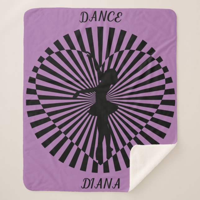 Ballerina on a black and white abstract blanket. sherpa blanket (Front)