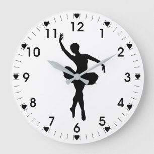 Ballerina On A White Background Large Clock