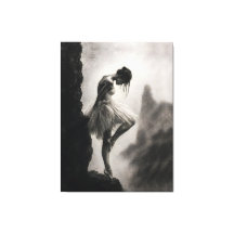 Ballerina on Cliff Edge Monochrome Dramatic Art