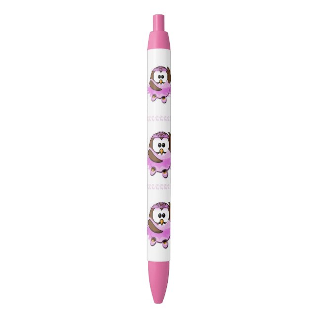ballerina owl blue ink pen (Front Vertical)