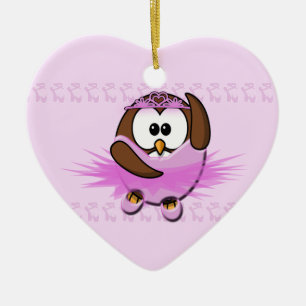 ballerina owl ceramic ornament