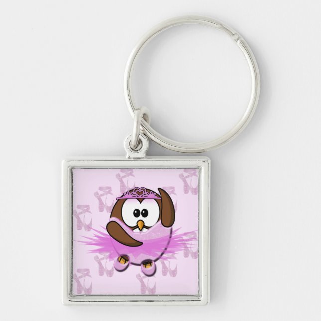 Ballerina owl - glitter keychain (Front)