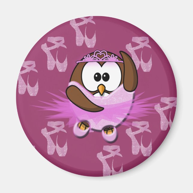 Ballerina owl - glitter magnet (Front)