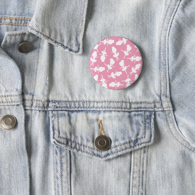 Ballerina Pattern, Ballet Girls, Ballet Dance 2 Inch Round Button (In Situ)