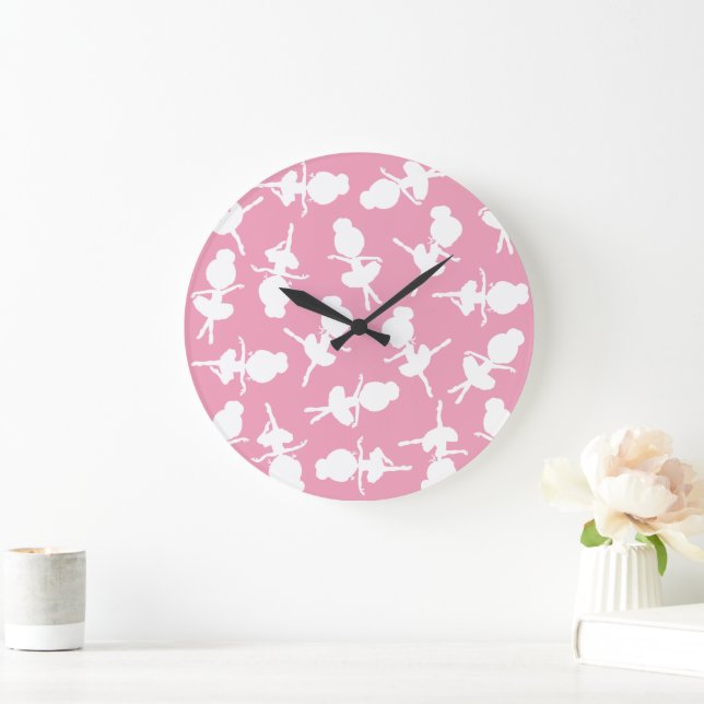 Ballerina Pattern, Ballet Girls, Ballet Dance Large Clock (Home)
