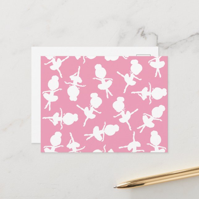 Ballerina Pattern, Ballet Girls, Ballet Dance Postcard (Front/Back In Situ)