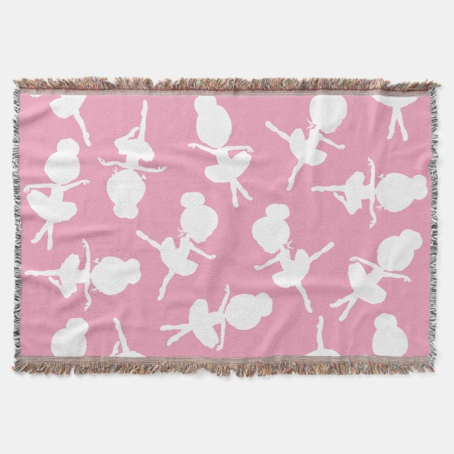 Ballerina Pattern, Ballet Girls, Ballet Dance Throw Blanket (Front)