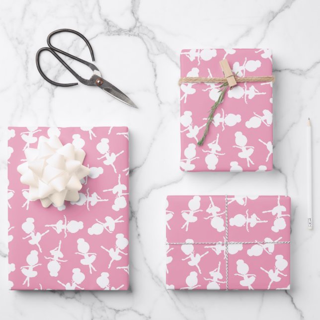 Ballerina Pattern, Ballet Girls, Ballet Dance Wrapping Paper Sheet (Front)