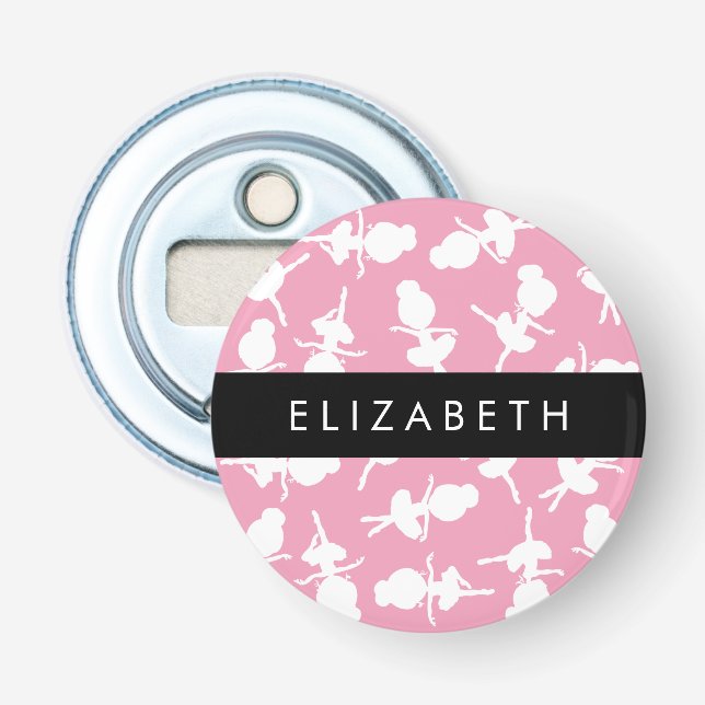 Ballerina Pattern, Ballet Girls, Dance, Your Name Bottle Opener (Front)