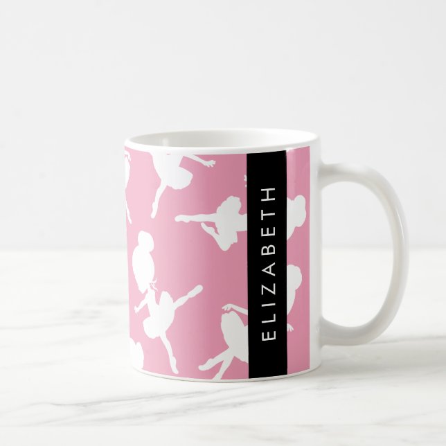 Ballerina Pattern, Ballet Girls, Dance, Your Name Coffee Mug (Right)
