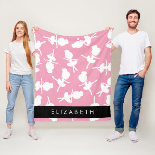 Ballerina Pattern, Ballet Girls, Dance, Your Name Fleece Blanket