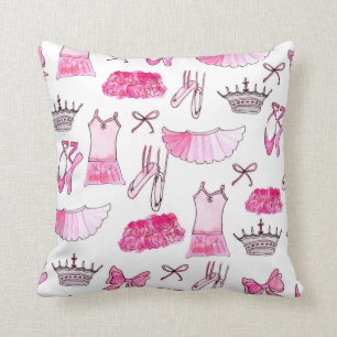 Ballerina Pattern in Watercolor Throw Pillow