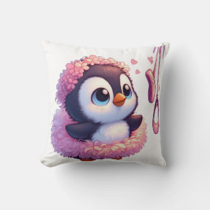Ballerina Penguin Dreams Throw Pillow
