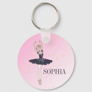 Ballerina Personal Pink Gold Keychain
