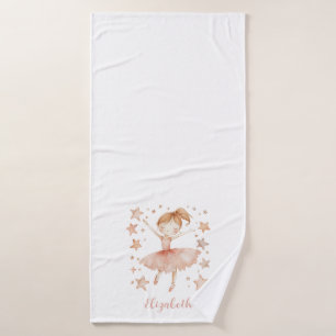 Ballerina Personalize Name Girly Strawberry Blonde Bath Towel