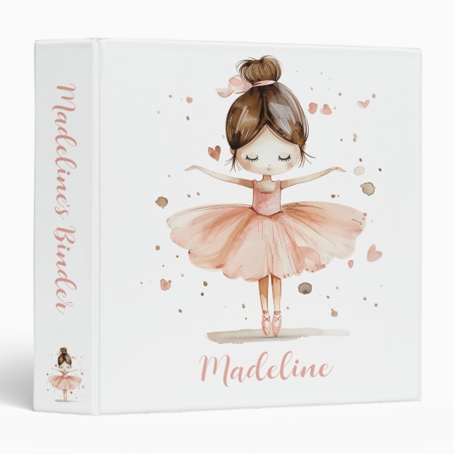 Ballerina Personalized Name Girly Binder (Front/Spine)