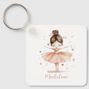 Ballerina Personalized Name Girly Keychain
