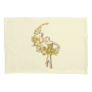 Ballerina Pillow Case Yellow Ballet Dancer Girl