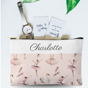 Ballerina Pink Ballet Shoes Personalized Name Accessory Pouch
