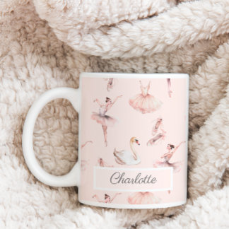 Ballerina Pink Ballet Shoes Personalized Name Coffee Mug