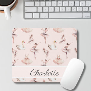 Ballerina Pink Ballet Shoes Personalized Name Mouse Pad