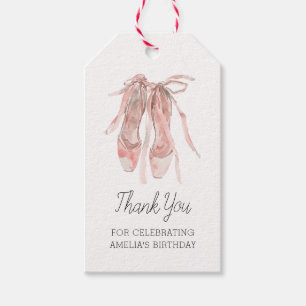Ballerina Pink Ballet Shoes Thank You Birthday Gift Tags