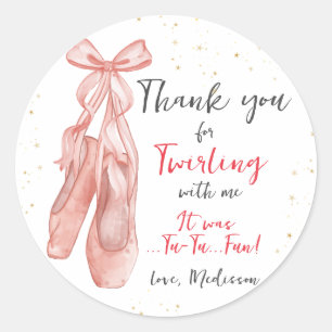 Ballerina Pink Ballet Slippers favour  Classic Round Sticker