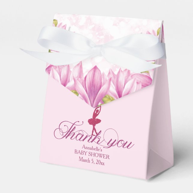 Ballerina Pink Birthday Thank you Favor Box (Front Side)