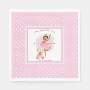 Ballerina pink floral white polka dots napkin
