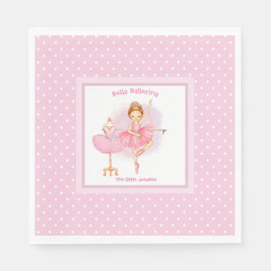 Ballerina pink floral white polka dots napkin