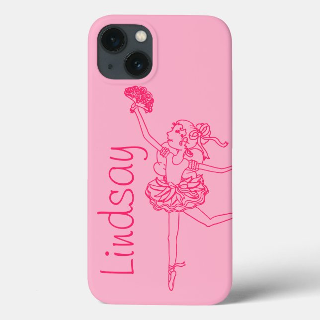 Ballerina pink girls name personalized ipad case (Back)