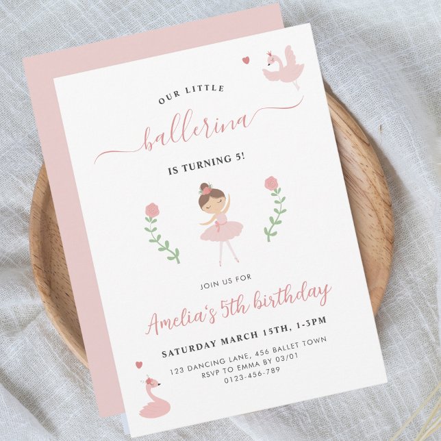 Ballerina Pink Pastel Girlie Invitation Anniversai (Créateur téléchargé)