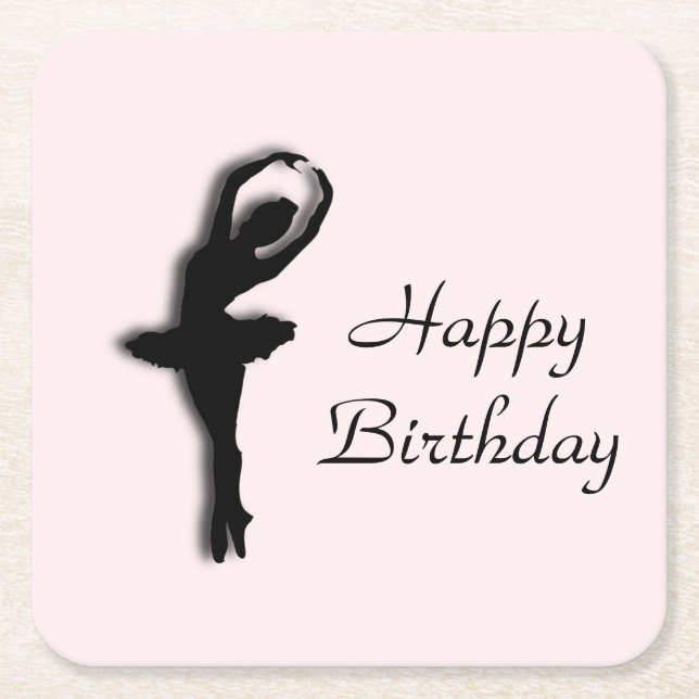 Ballerina Pirouette in Garden Green Square Paper Coaster (Front)