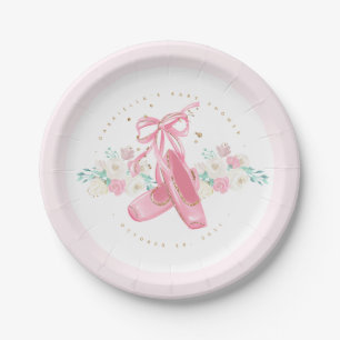 Ballerina Pointe Shoes Baby Shower Paper Plate