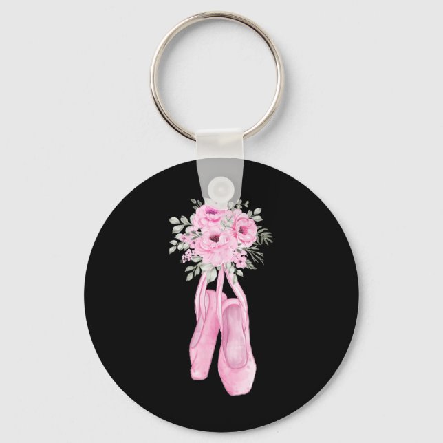 Ballerina Pointe Shoes Flowers Ballet Dancer Sprin Keychain (Front)