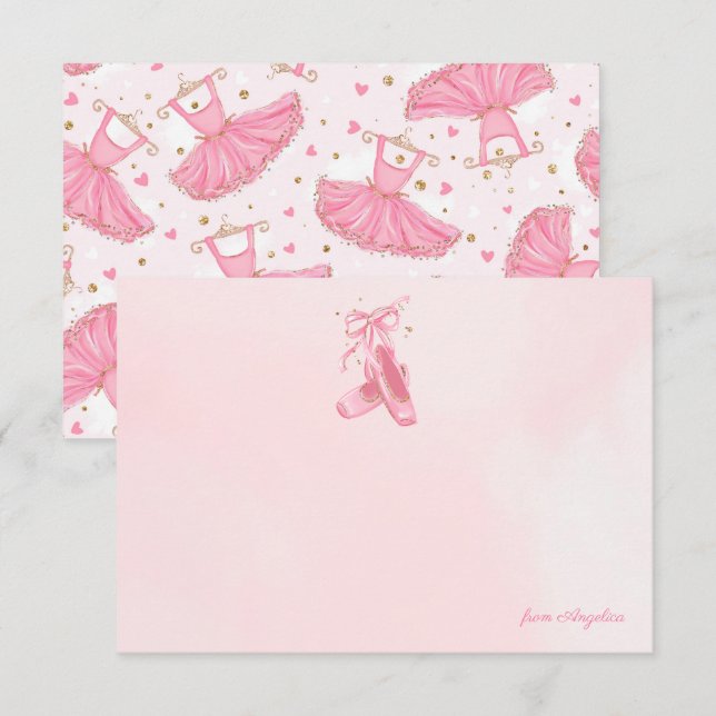 Ballerina Pointe Shoes Tutu Personalized Note Card (Front/Back)