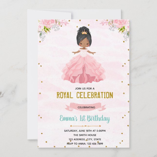 Ballerina princess birthday invitation (Front)