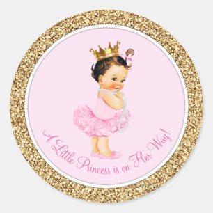 Ballerina Princess Pink Gold Baby Shower Classic Round Sticker