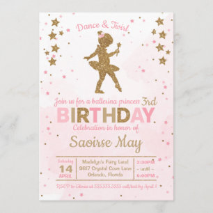 Ballerina Princess Sparkle Invitation Anniversaire