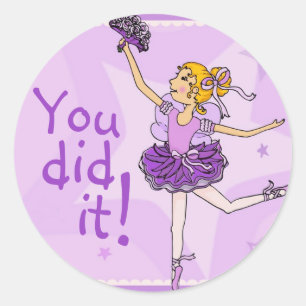 Ballerina purple and golden girl praise sticker
