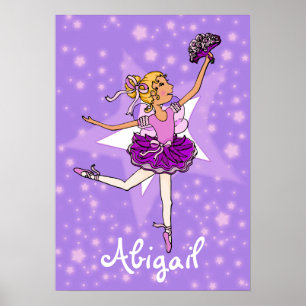 Ballerina purple blonde girl star "name" poster