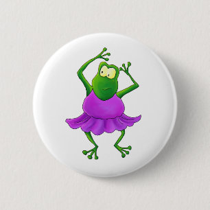 Ballerina Purple Tutu Dancing Frog 2 Inch Round Button