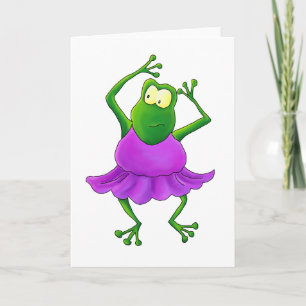 Ballerina Purple Tutu Dancing Frog Card