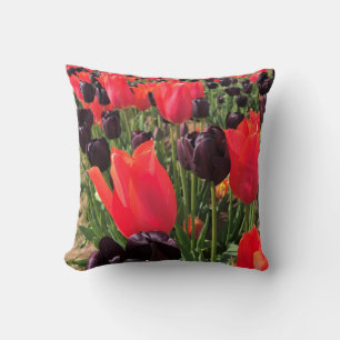 Ballerina & Queen of the Night Tulips Throw Pillow