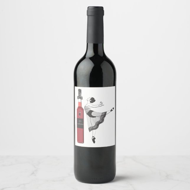 Ballerina, red gentleman, wine labels. wine label (Front)