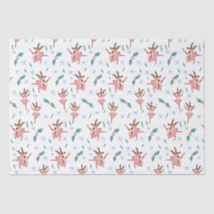 Ballerina Reindeer and Bows Christmas Tissue Paper