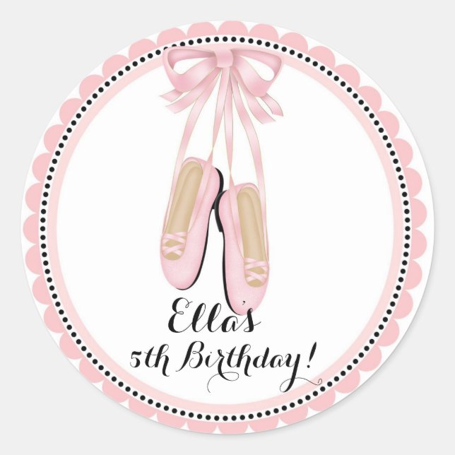 Ballerina Rose Anniversaire Fête Favoriser Sticker (Devant)