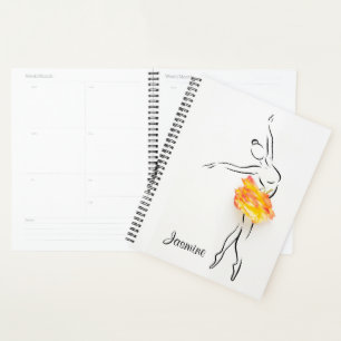 Ballerina Rose Ballet Dancer Personalized Name Planner